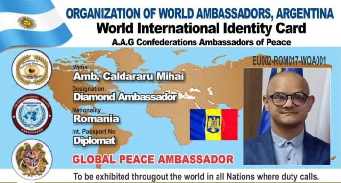 Mihai Căldăraru, numit Ambasador GLOBAL PEACE din partea României.