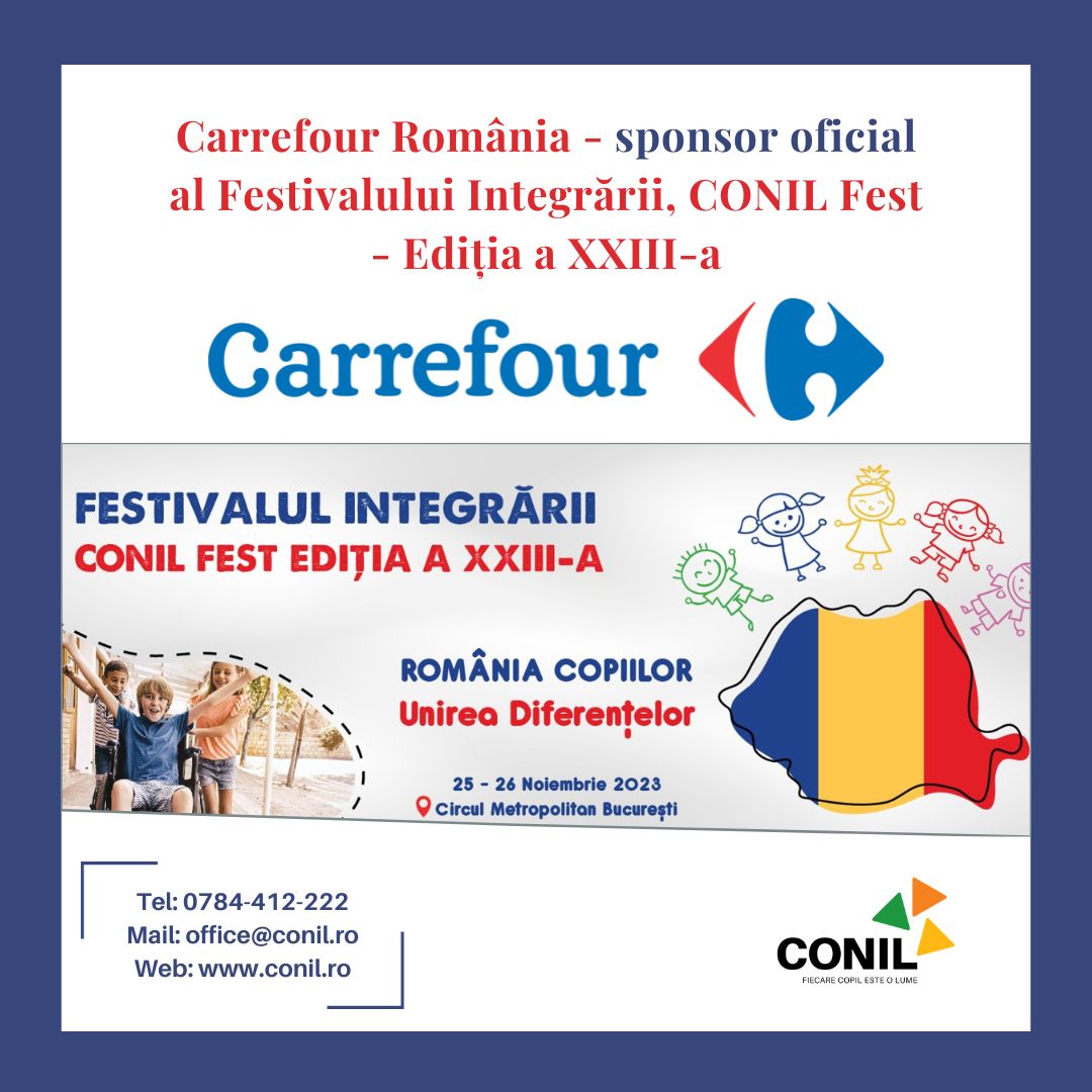 Carrefour România este unul dintre partenerii strategici ai ediției de anul acesta, cu multiple contribuții în cadrul festivalului, totul pentru a fi aproape de copiii cu dizabilități.    